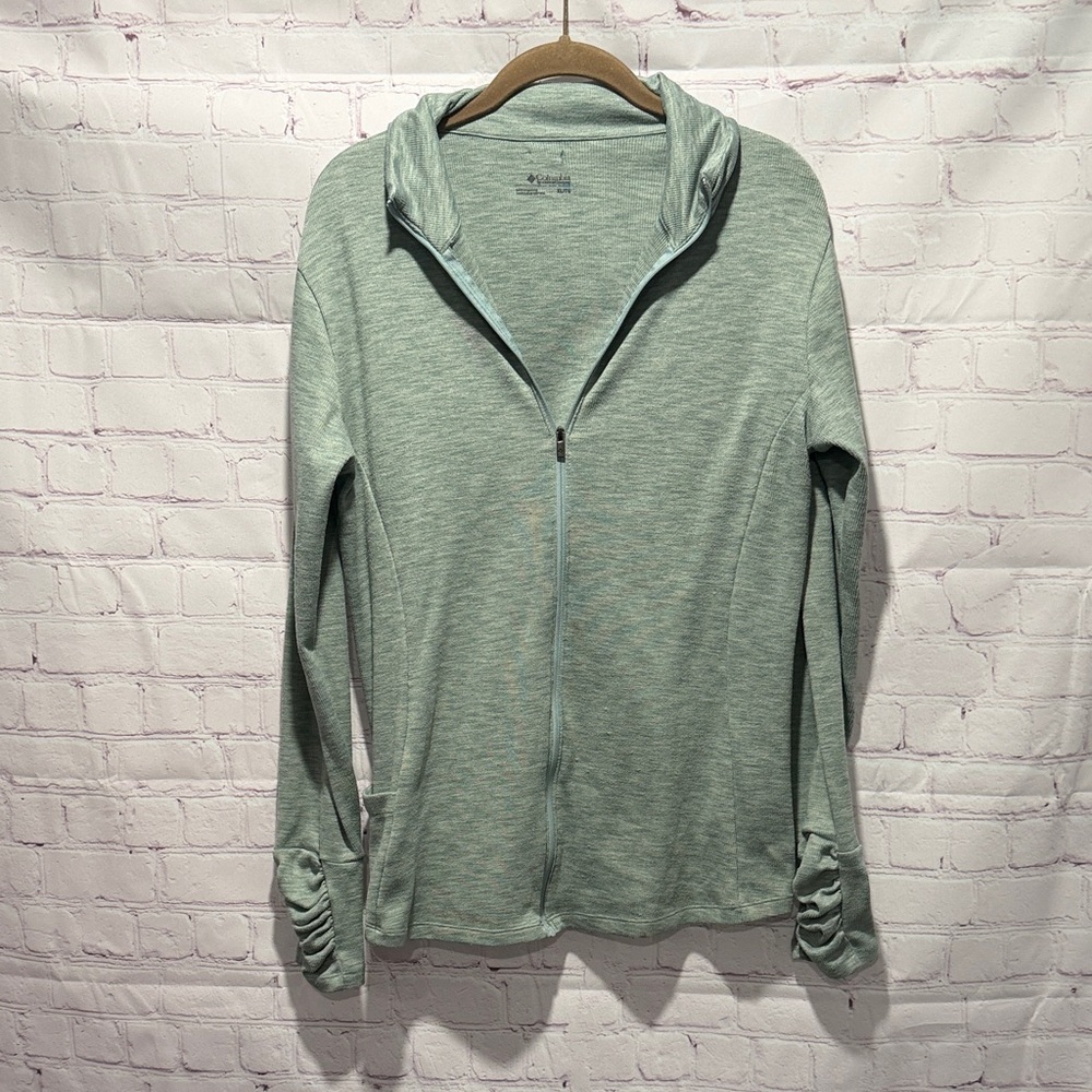 Columbia women's green Omni-Wick hooded long-sleeve Lightweight Zip‎ Up  Size XL